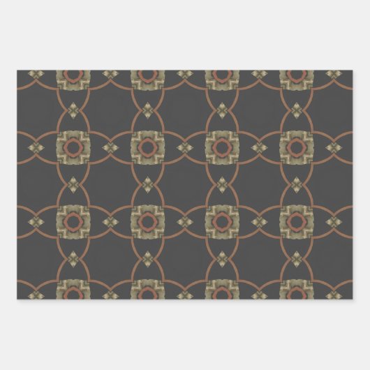 Elegante Art Deco Earth Tones  Patroon Set 5 Inpakpapier Vel (Voorkant)