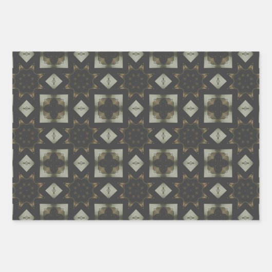 Elegante Art Deco Earth Tones Patroon Set 7 Inpakpapier Vel (Voorkant 2)