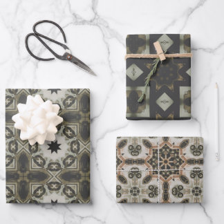 Elegante Art Deco Earth Tones  Patroon Set 7 Inpakpapier Vel