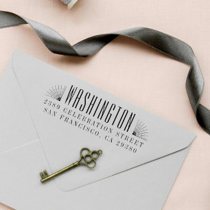 Elegante Art Deco Familienaam & Retouradres Zelfinktende Stempel