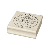 Elegante Art Deco Familienaam Rond Retouradres Rubberstempel (Stempel)