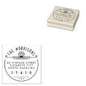 Elegante Art Deco Familienaam Rond Retouradres Rubberstempel (Gestempeld)