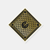 Elegante Art Deco Fan Patroon Monogram Huwelijk Servet (Hoek)
