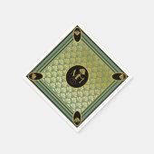 Elegante Art Deco Fan Patroon Monogram Huwelijk Servet (Hoek)