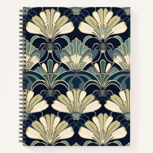 Elegante Art Deco Fan Patterned Spiral Notitieboek