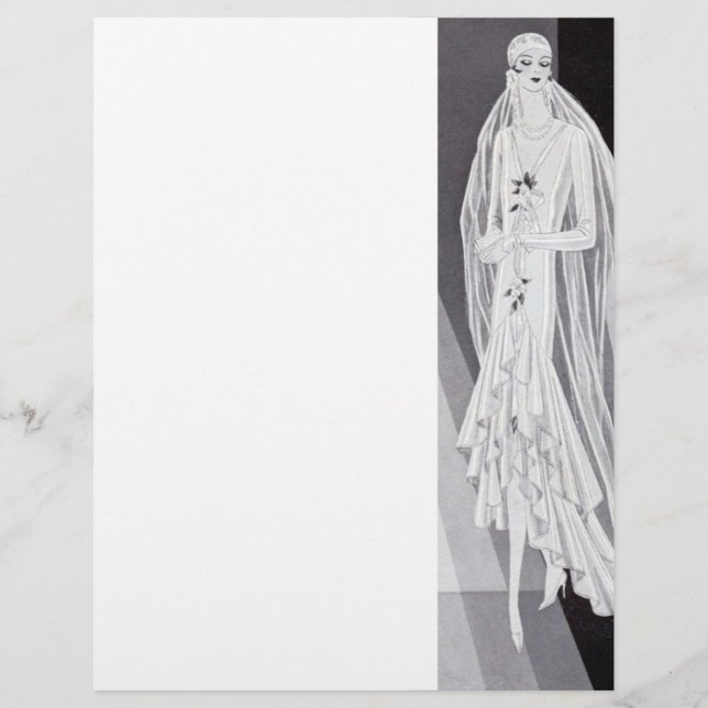 Elegante Art Deco Flapper Bruid Illustratie  (Voorkant)
