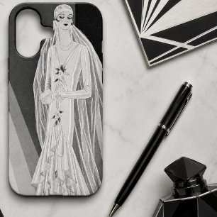 Elegante Art Deco Flapper Bruid Illustratie Case-Mate iPhone Case