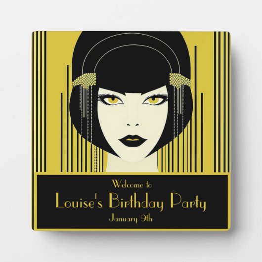 Elegante  Art Deco Flapper Fotoplaat (Voorkant)