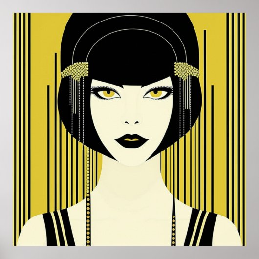 Elegante Art Deco Flapper Poster (Voorkant)