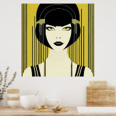 Elegante Art Deco Flapper Poster (Keuken)
