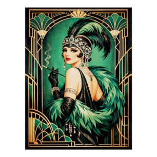Elegante Art Deco Flapperposter. Perfect Poster