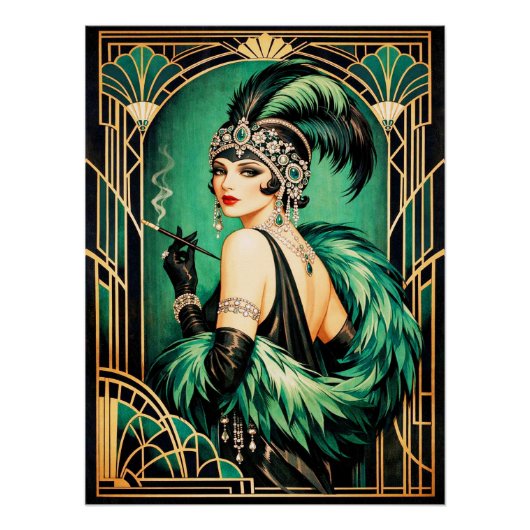 Elegante Art Deco Flapperposter. Perfect Poster (Voorkant)