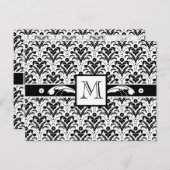 Elegante Art Deco Floral Damask Custom Monogram Briefkaart (Voorkant / Achterkant)