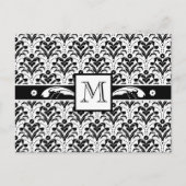 Elegante Art Deco Floral Damask Custom Monogram Briefkaart (Voorkant)