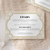 Elegante Art Deco Gatsby 1920s Trouwdetails Informatiekaartje