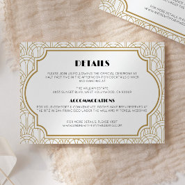 Elegante Art Deco Gatsby 1920s Trouwdetails Informatiekaartje