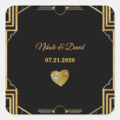 Elegante Art Deco Gatsby bruiloft Vierkante Sticker (Voorkant)