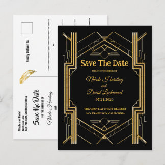 Elegante Art Deco Gatsby Save The Date Aankondigingskaart