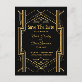 Elegante Art Deco Gatsby Save The Date Aankondigingskaart