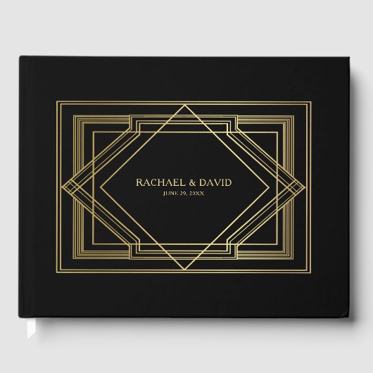 Elegante Art Deco Gatsby stijl bruiloft Gastenboek (Voorkant)