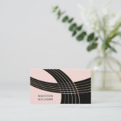 Elegante art deco geïnspireerde geometrische kromm visitekaartje (Staand voorkant)