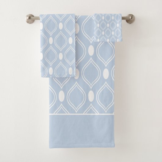 Elegante art deco geometrisch blauw en wit bad handdoek (Insitu)