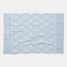 Elegante art deco geometrisch blauw en wit theedoek