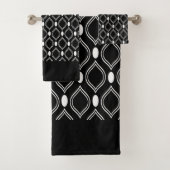 Elegante Art Deco geometrische zwart-wit Bad Handdoek (Insitu)