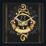 Elegante art deco gepersonaliseerd vierkante klok<br><div class="desc">Geweldig klokontwerp. Je zult het leuk vinden als anderen. U kunt dit ontwerp vrij gebruiken voor andere producten die u wilt of om jouw tekst aan te passen en toe te voegen. Volg me voor meer. Dank je. Een leuke dag.</div>