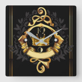 Elegante art deco gepersonaliseerd vierkante klok (Voorkant)