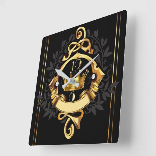 Elegante art deco gepersonaliseerd vierkante klok (Hoek)