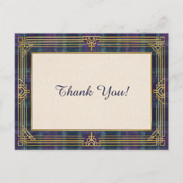 Elegante Art Deco geruite bedankkaart Briefkaart