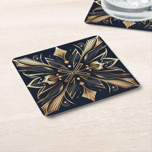 Elegante Art Deco Gold Mandala Kartonnen Onderzetters (Schuin)
