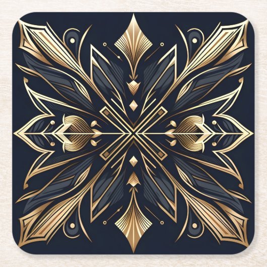 Elegante Art Deco Gold Mandala Kartonnen Onderzetters (Voorkant)