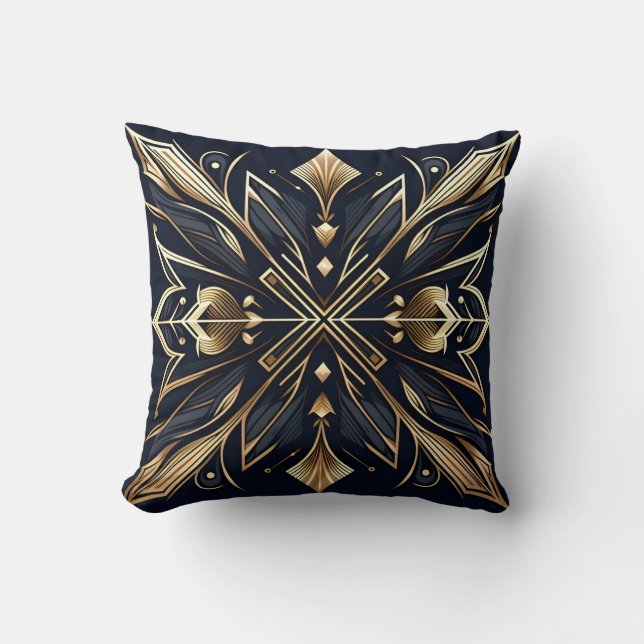 Elegante Art Deco Gold Mandala Kussen (Voorkant)