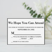 Elegante Art Deco Gold op Black Wedding RSVP (Staand voorkant)
