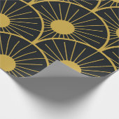 Elegante Art Deco Gold Sun Patroon op zwart Cadeaupapier (Hoek)