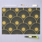 Elegante Art Deco Gold Sun Patroon op zwart Tissuepapier (Craft)