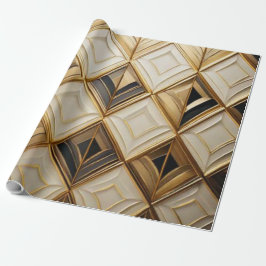 Elegante Art Deco Goud & Crème Geometrische Mozaïe Cadeaupapier