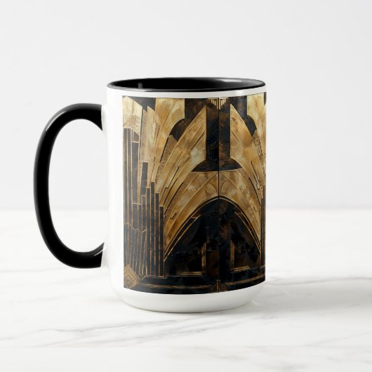 Elegante Art Deco Goud Zwart Cityscape Mok (Links)