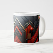 Elegante Art Deco Goud Zwart Rood Grote Koffiekop (Voorkant rechts)