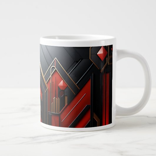 Elegante Art Deco Goud Zwart Rood Grote Koffiekop (Rechts)