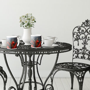 Elegante Art Deco Goud Zwart Rood Grote Koffiekop