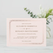Elegante Art Deco Gouden Folie Border Blush Bruilo Kaart (Staand voorkant)