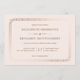 Elegante Art Deco Gouden Folie Border Blush Bruilo Kaart