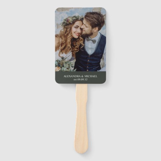 Elegante Art Deco Gouden Groene Bruiloft Handwaaier (Voorkant)