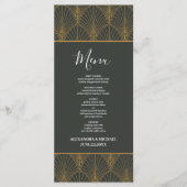 Elegante Art Deco Gouden Groene Bruiloft Menu (Voorkant)