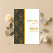 Elegante Art Deco Gouden Groene Bruiloft Save The Date