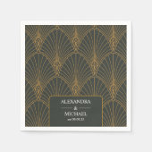 Elegante Art Deco Gouden Groene Bruiloft Servet (Voorkant)