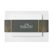 Elegante Art Deco Gouden Groene Bruiloft Uitnodigingen Wikkel (Voorkant Voorbeeld)